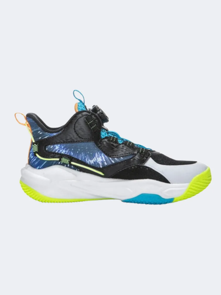 Erke Gs Boys Basketball Shoes Black/White/Blue Thermo Regulating Materials Reinforced toe