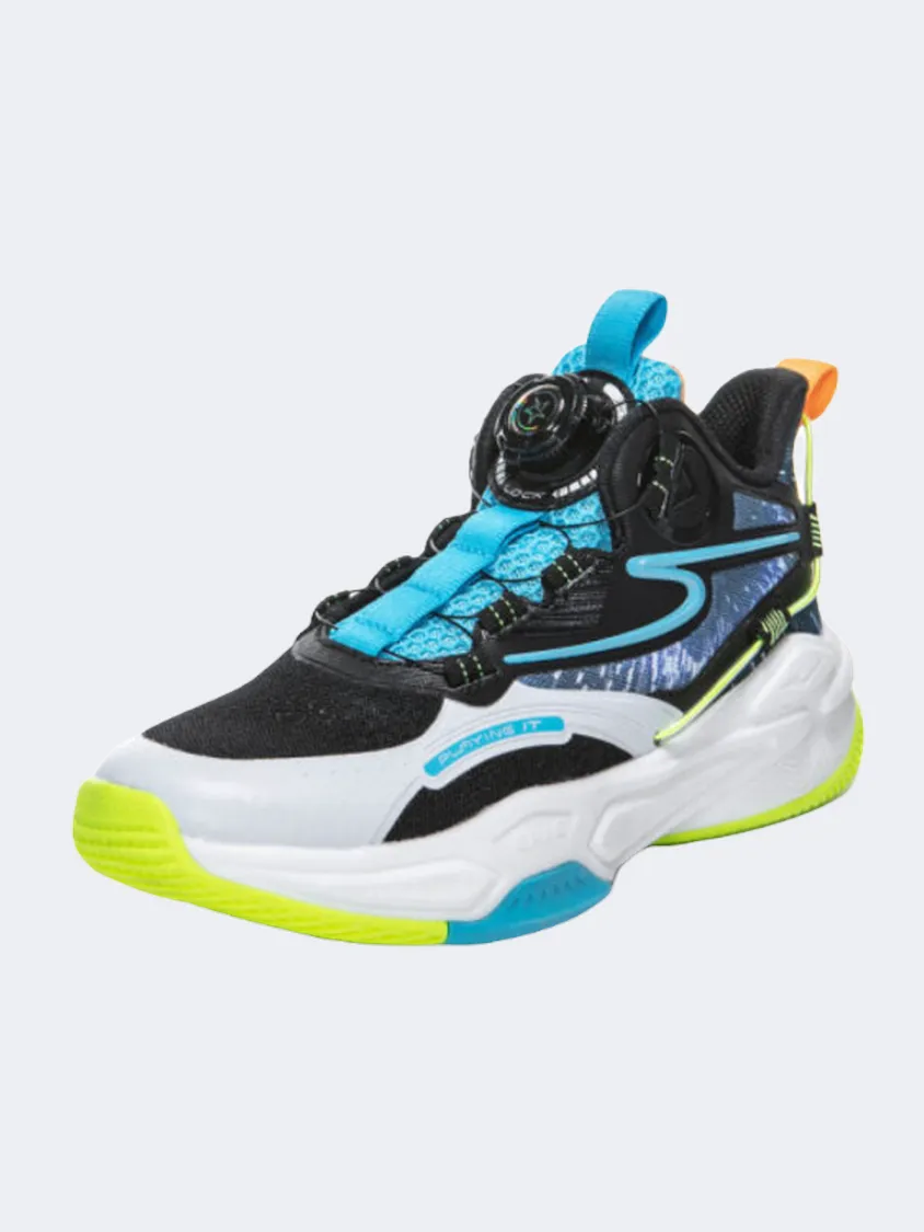 Erke Gs Boys Basketball Shoes Black/White/Blue SlipOnStyle