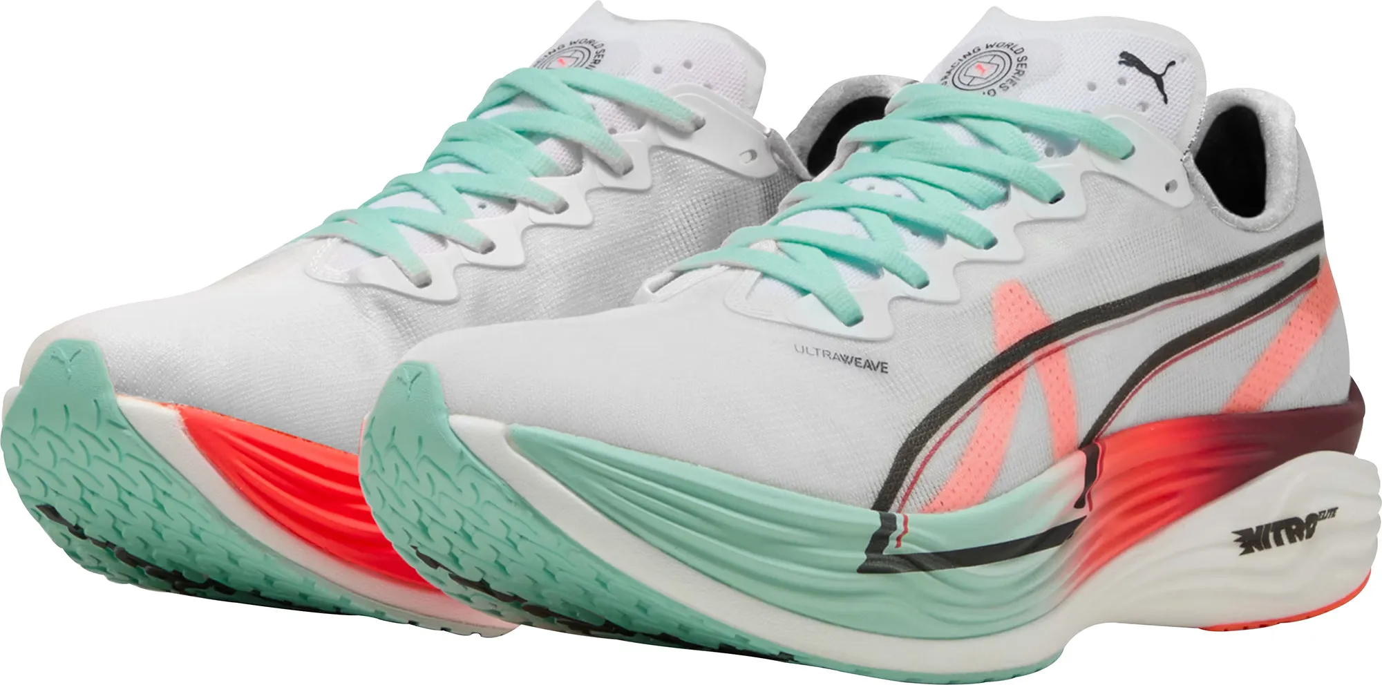 Puma Deviate Nitro Elite 3 HYROX Mens Running Shoes - White Stretch Fabric Travel Light
