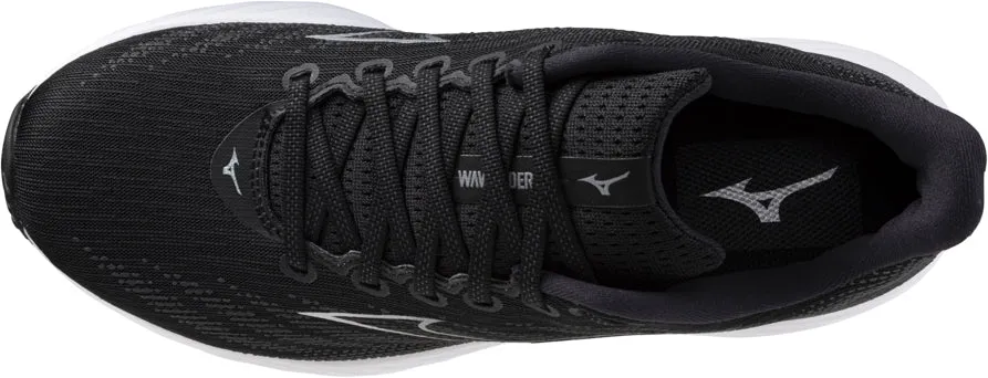 Mizuno Wave Rider 28 WIDE FIT (2E) Mens Running Shoes - Black Soft Material Work