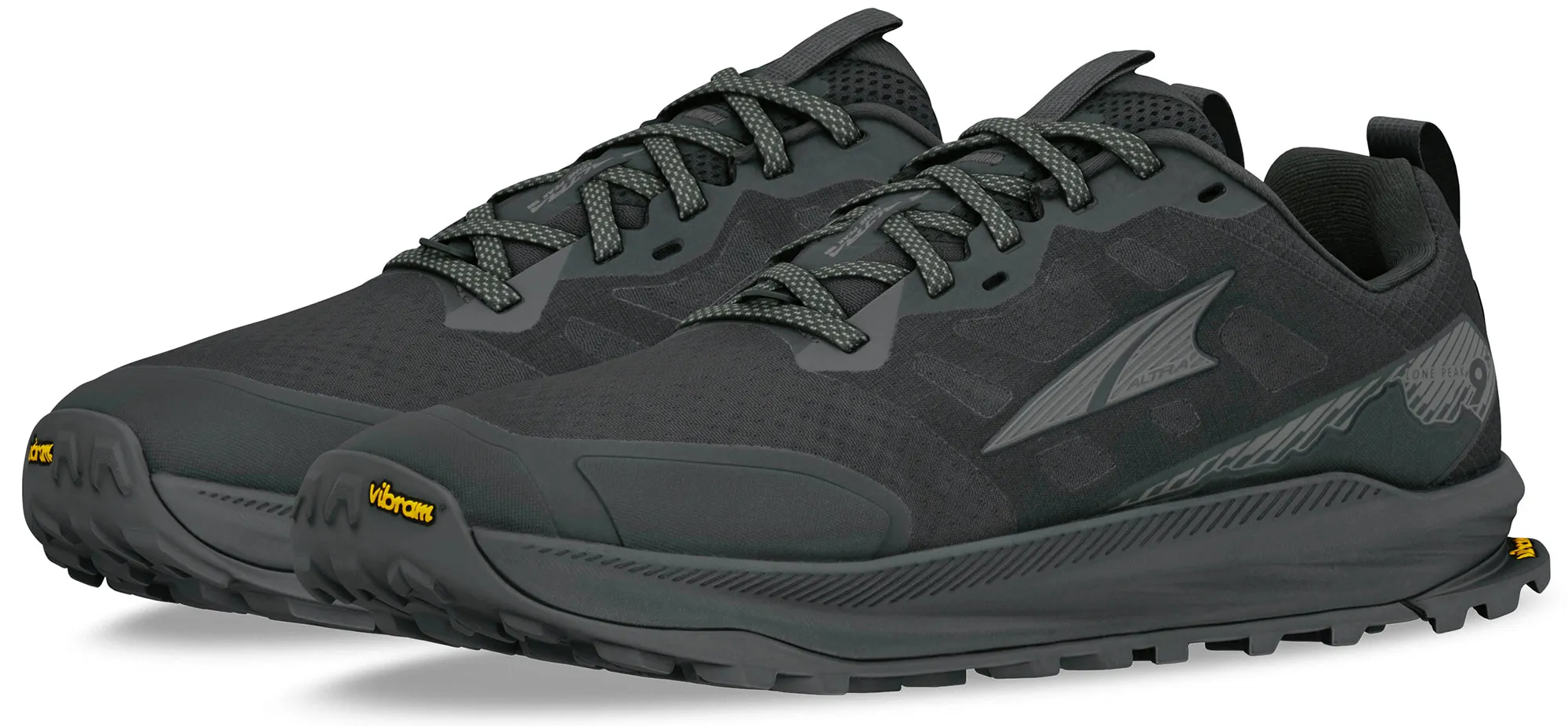 Comfort toe Teen Edge Altra Lone Peak 9  WIDE FIT Mens Trail Running Shoes - Black