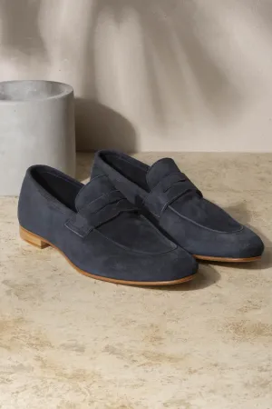 Wedding Shoes Timeless Fit Blue soft penny loafers - Made In Italy