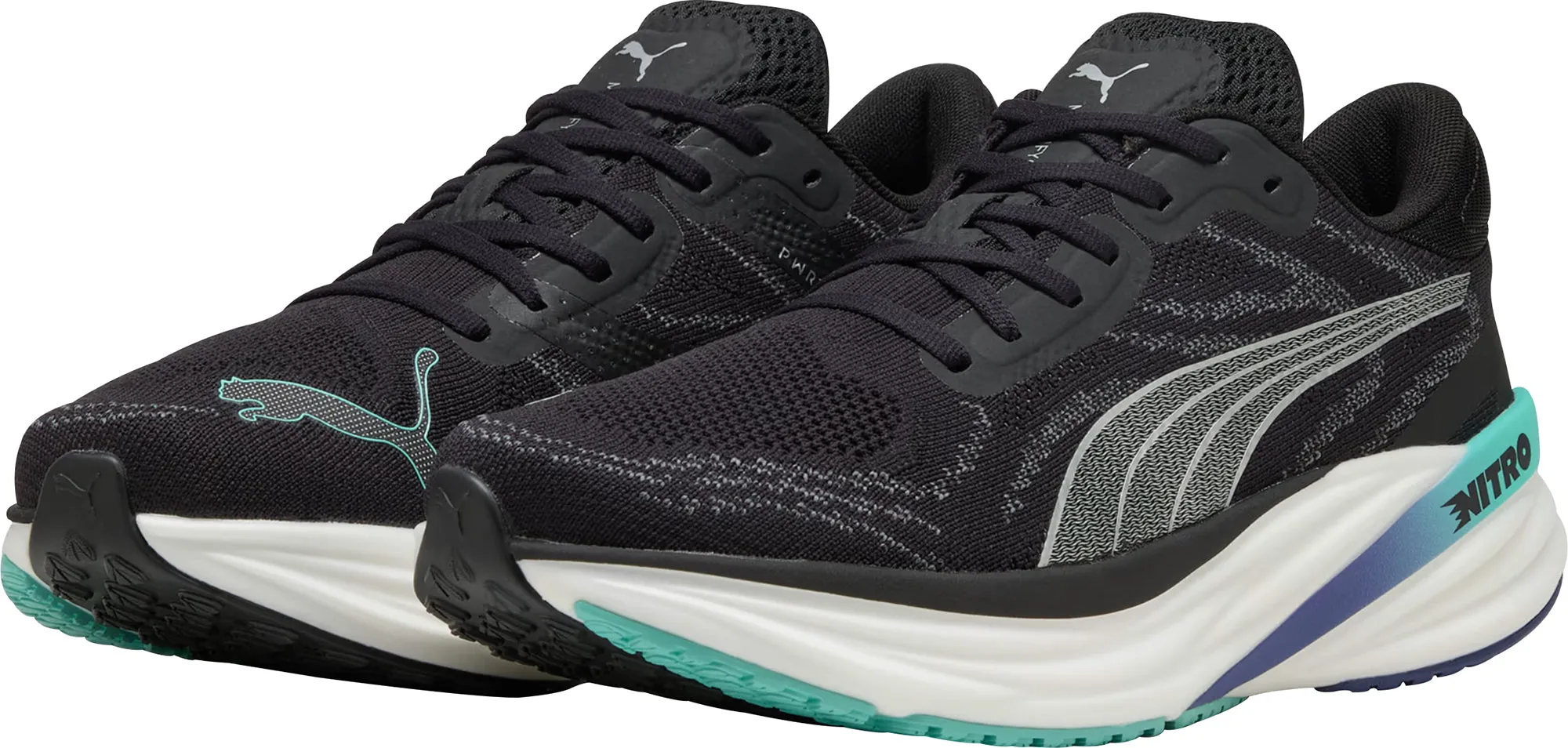 Puma Magnify Nitro 2 Mens Running Shoes - Black Slip Safe Slip On Style