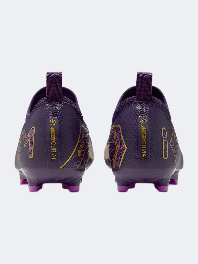 Nike Jr. Mercurial Vapor 16 Academy Kylian Mbappe Tf Gs-Unisex Football Shoes Purple/Ivory Lateral Grip