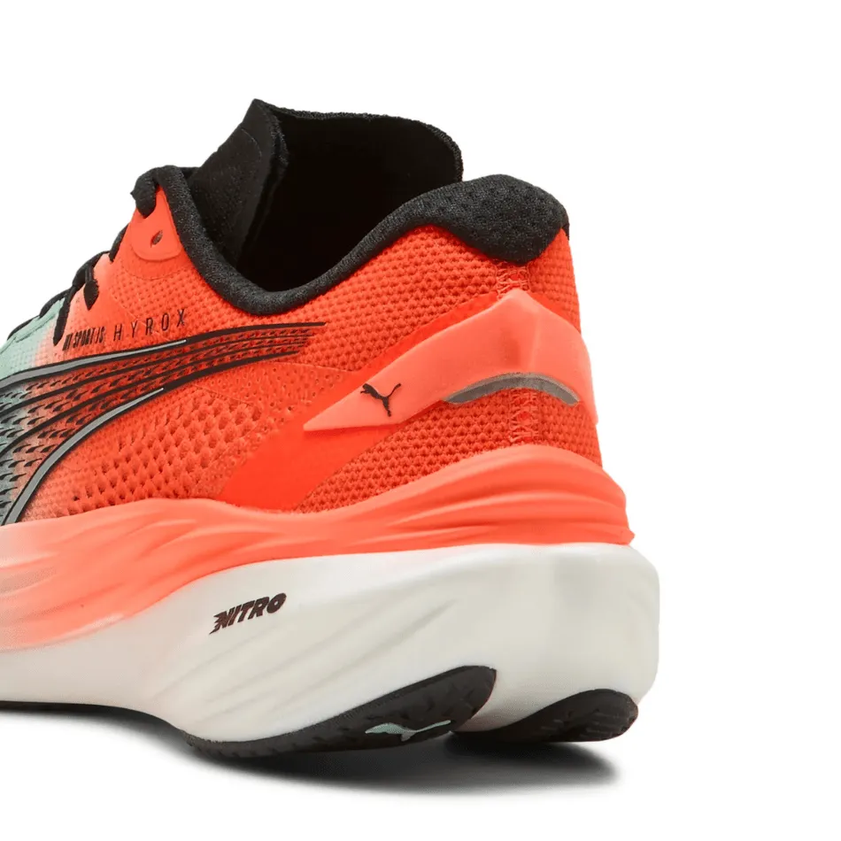 PUMA Women's Deviate NITRO 3 Hyrox Running Shoes in Mint Melt/Glowing Red AW25 hook - and - loop closure