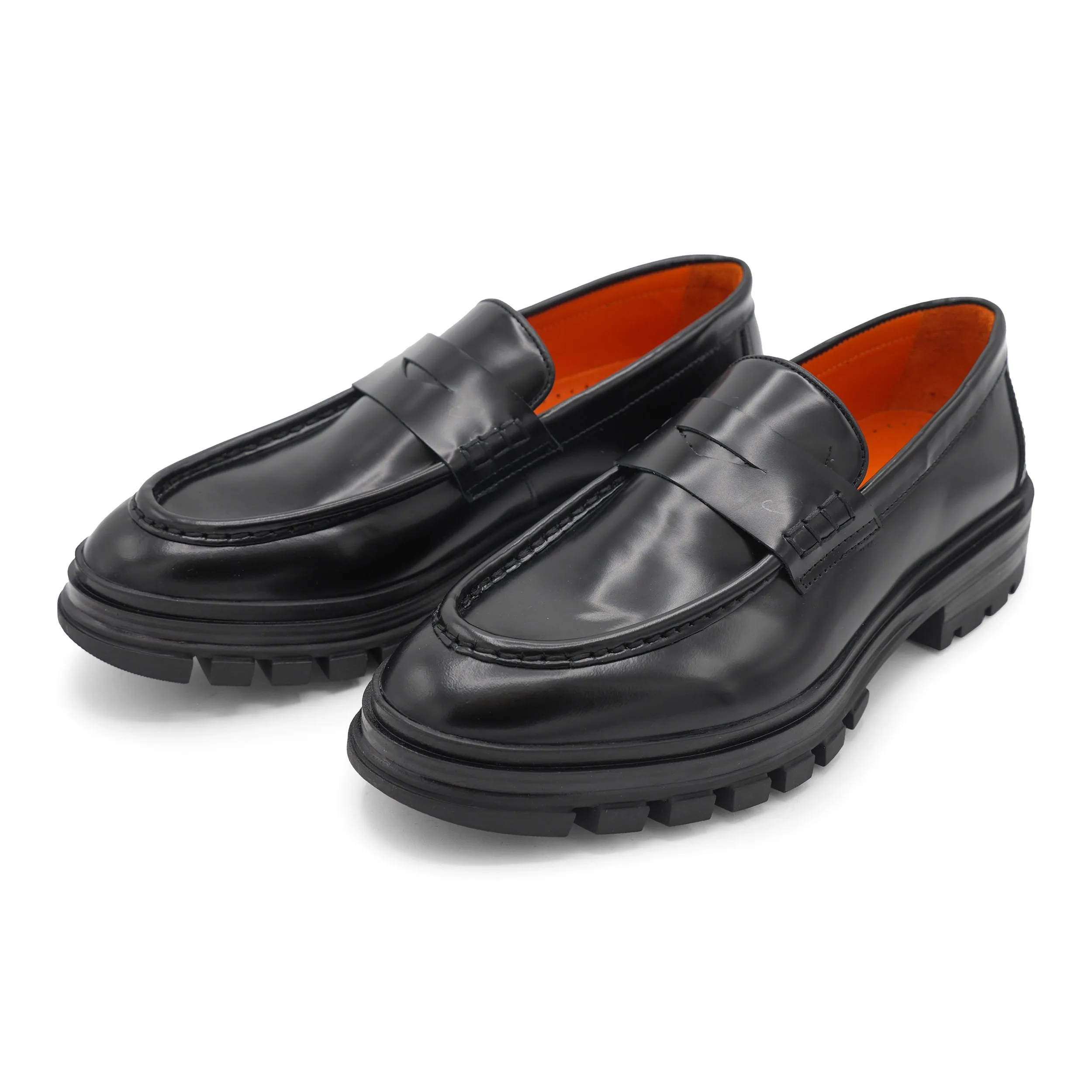 premium quality shoes 6774 - Mens Polished Leather Chunky Loafer