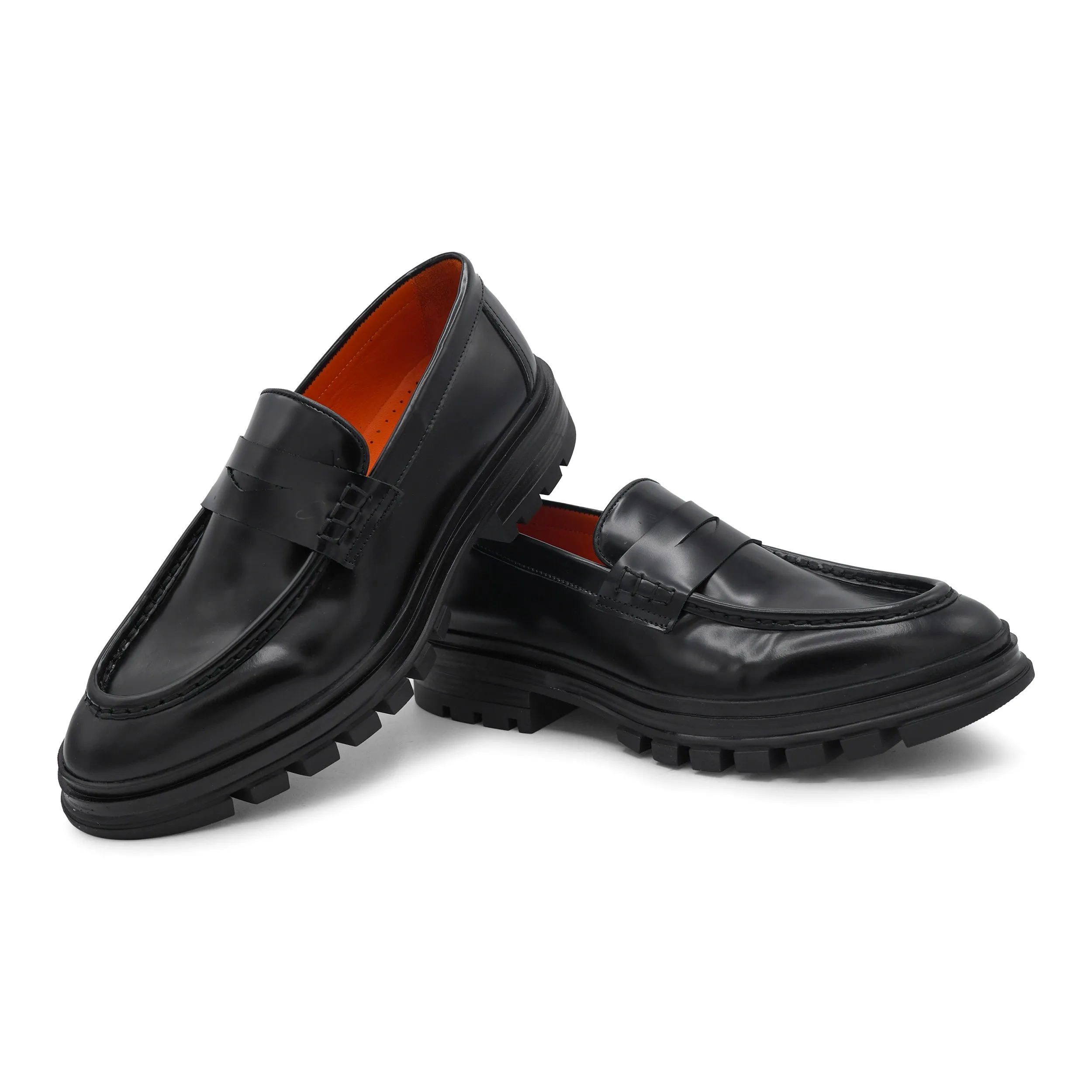 6774 - Mens Polished Leather Chunky Loafer Bold Flow