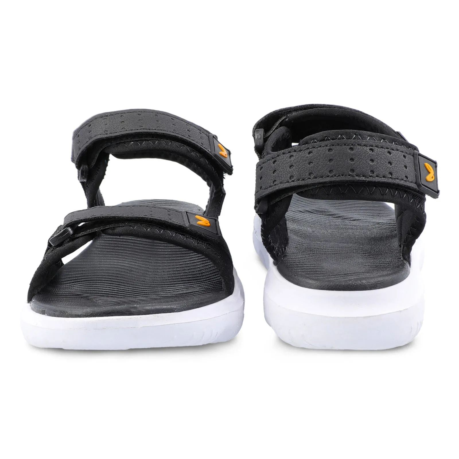 Walkaroo Men Strappy Floater Sandals  - WC4334 Black white Comfortable Flip-flops for Men
