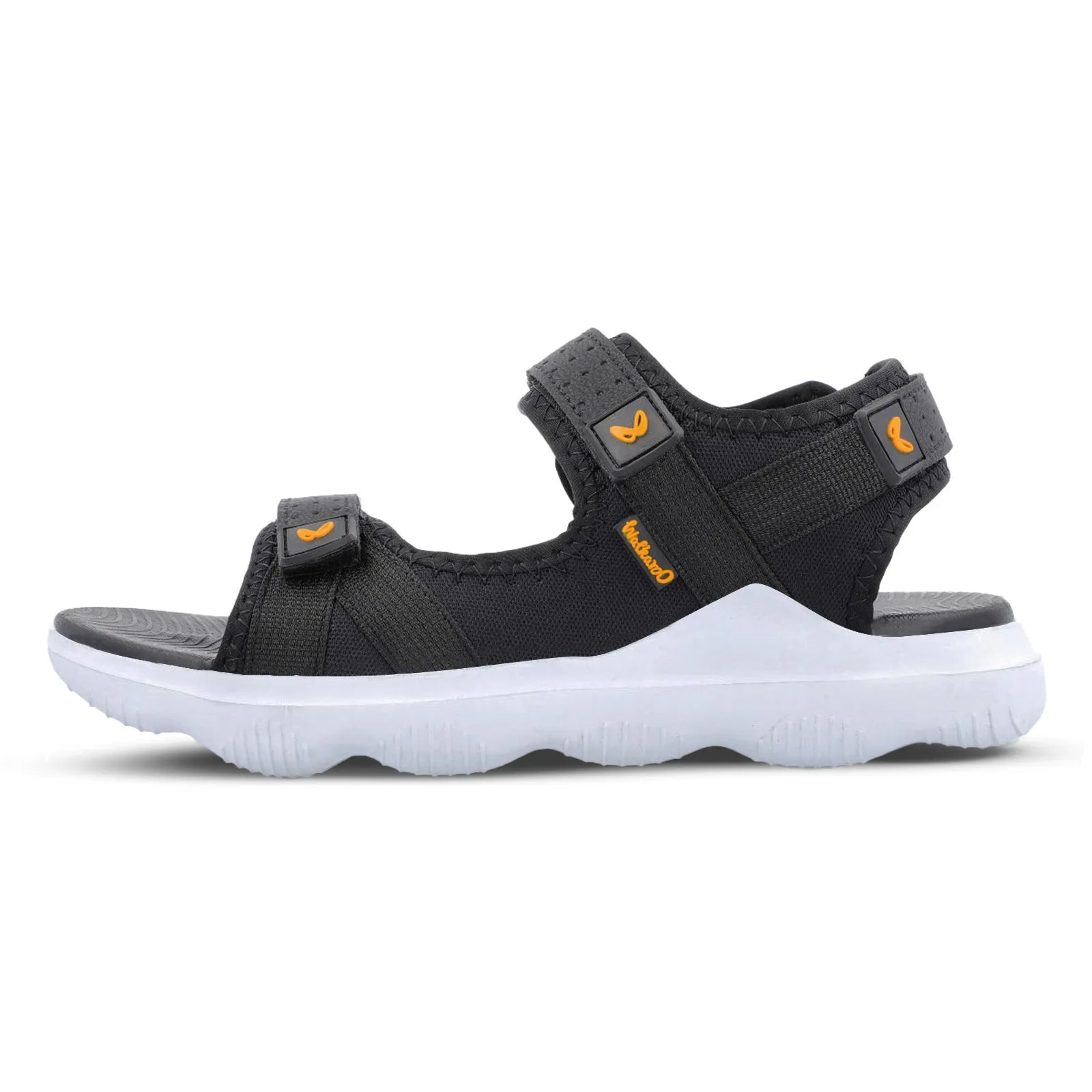Shore Play Walkaroo Men Strappy Floater Sandals  - WC4334 Black white