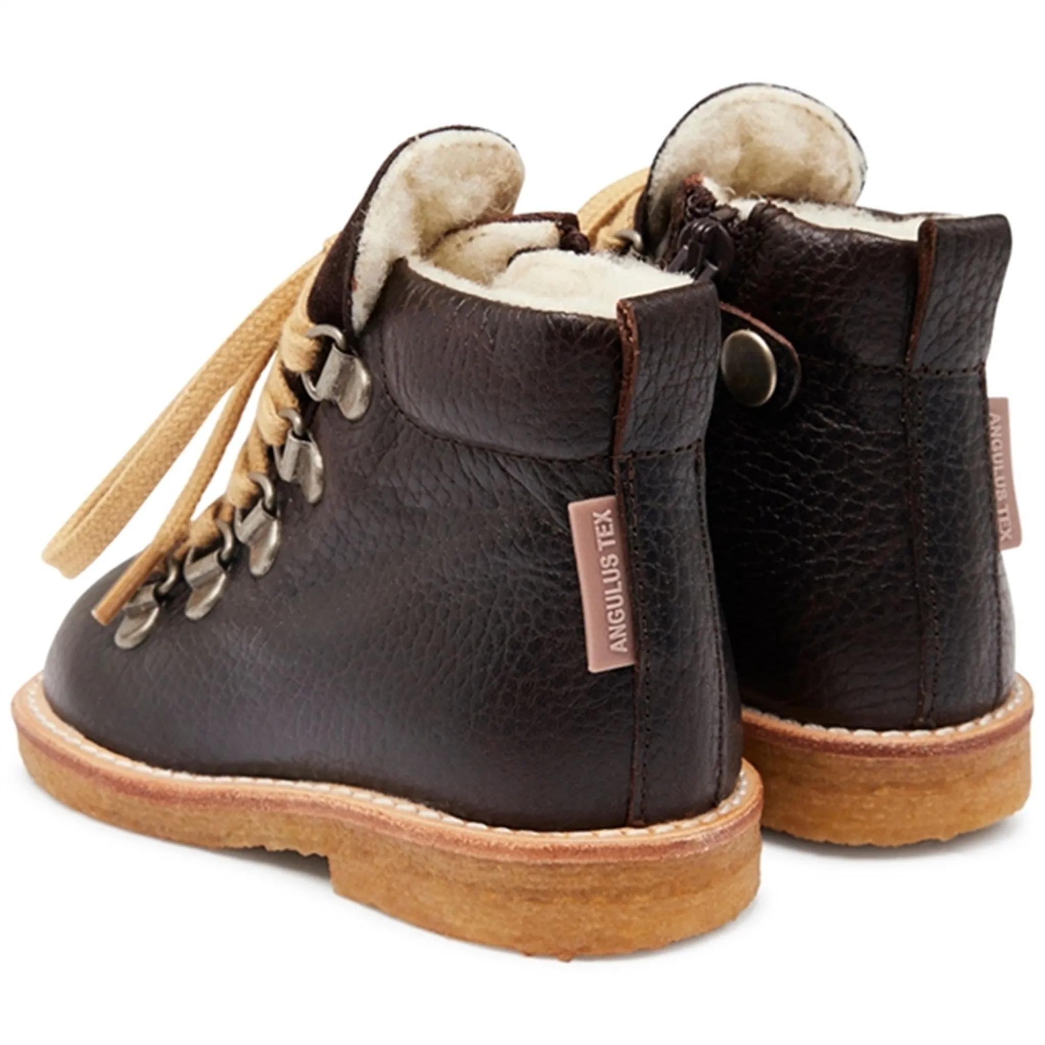 Angulus Starter Tex Boots With Lace & Zipper Dark Brown/Dark Brown Ice Grip Arctic Adventure