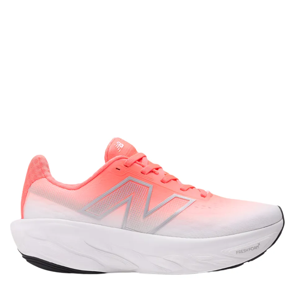Boost Speed New Balance Women's 1080 v14 D Wide Fit Running Shoes in Urgent Red/Silver Metallic/Light Silver Metallic AW25