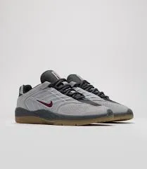 Elastic Comfort Rugged Look Nike SB Vertabrae Shoe - LT Smoke Grey/Dark Team Red