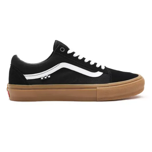 Advanced Cushioning Comfortable Collar Vans Old Skool Pro Skateboard Shoes - Black/White/Gum