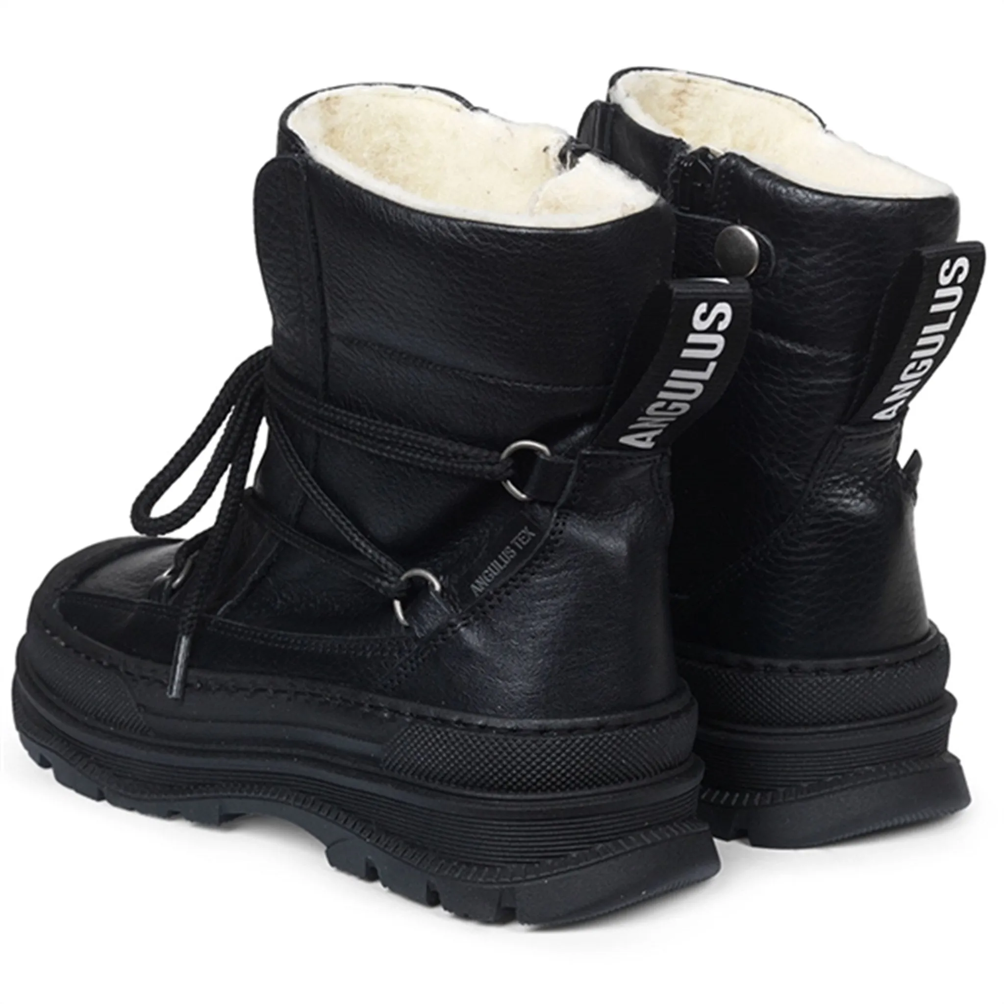 Angulus Tex Boots w Tie And Zipper Black Family Ice Grip