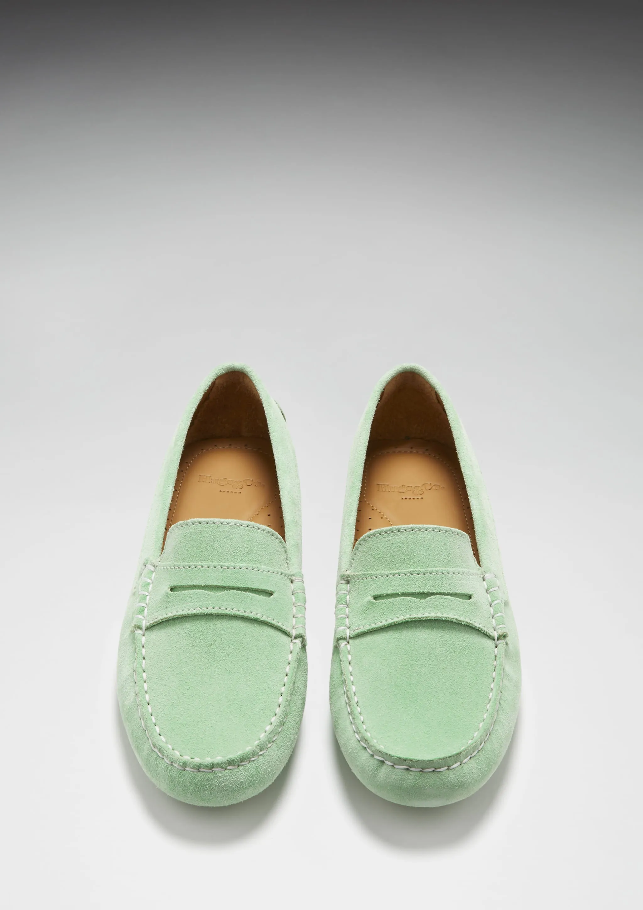 Women's Penny Driving Loafers, lagoon green suede flexible shoes Fast Morning
