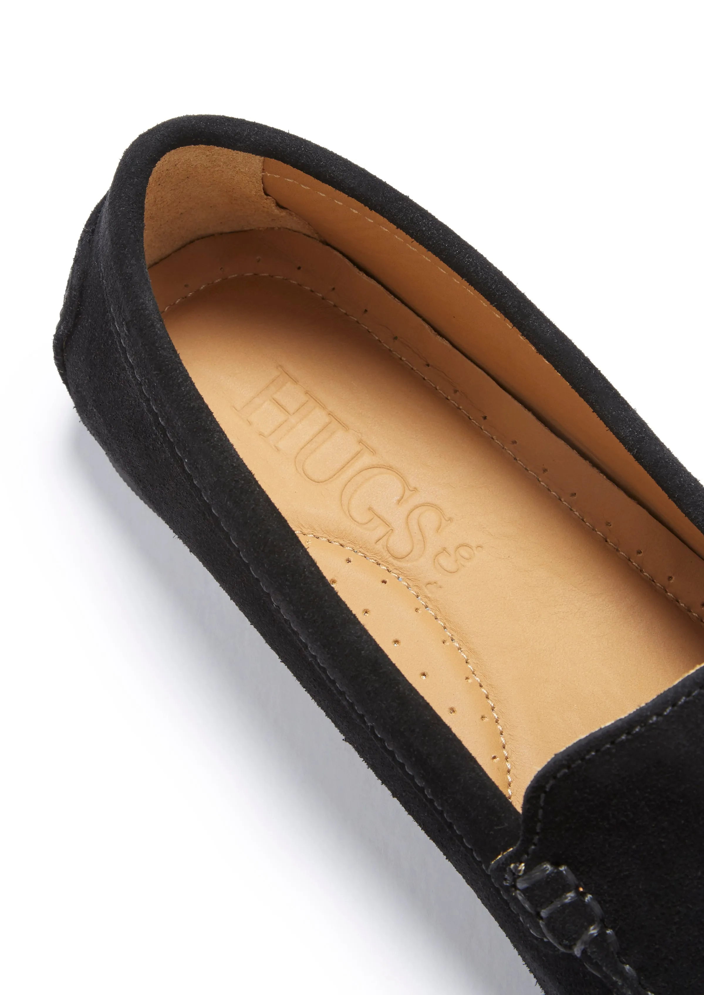 Women's Tasselled Driving Loafers Full Rubber Sole, black suede Bridge Path