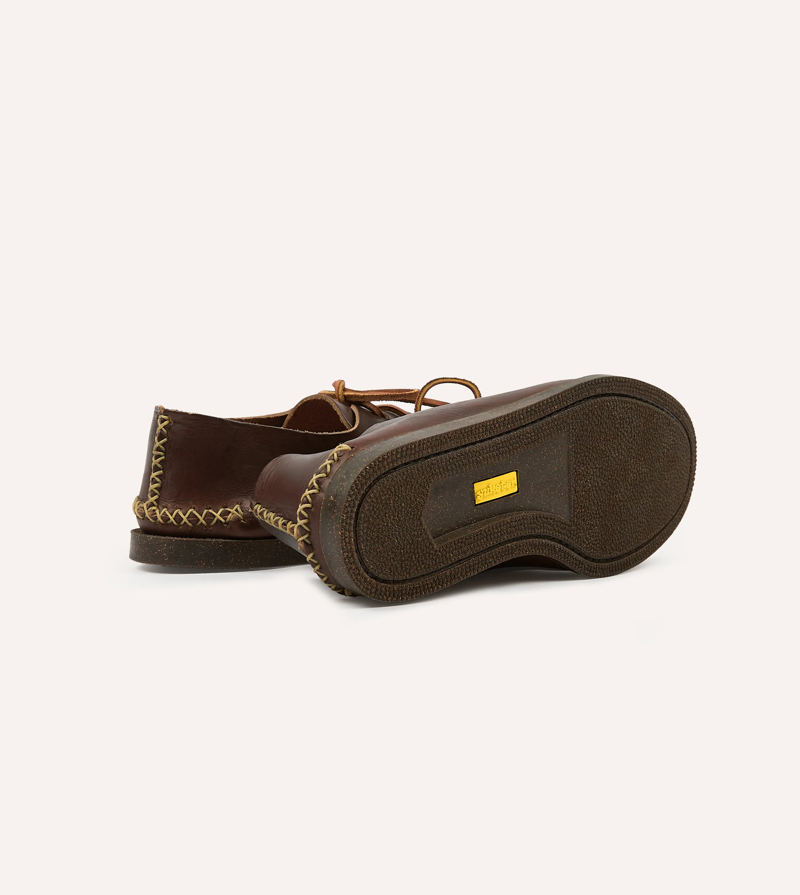 Slim Line Yuketen Brown Two-Piece Oxford with Camp Sole