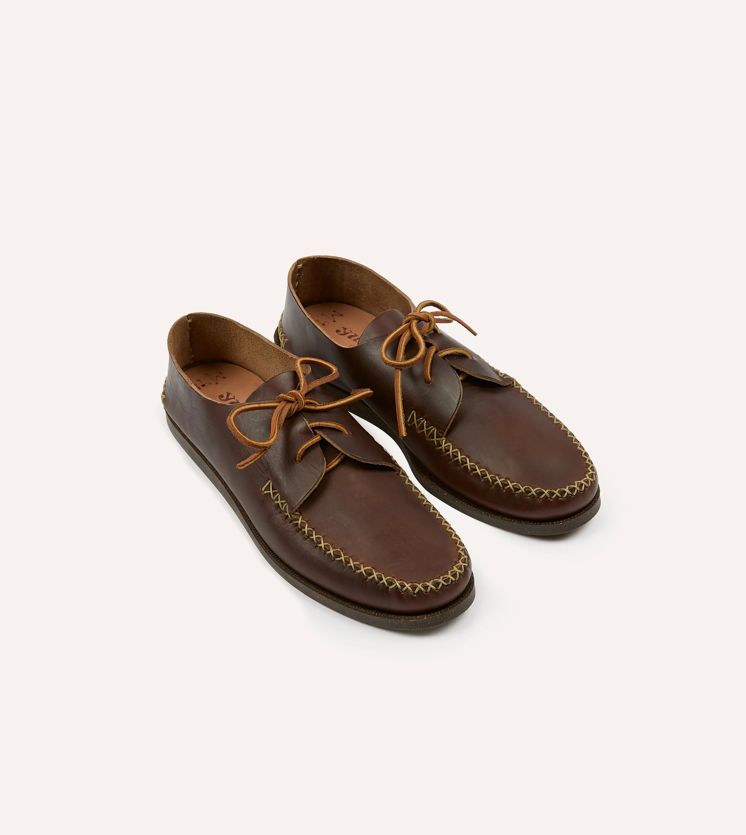 AI Path Anti Odor Yuketen Brown Two-Piece Oxford with Camp Sole