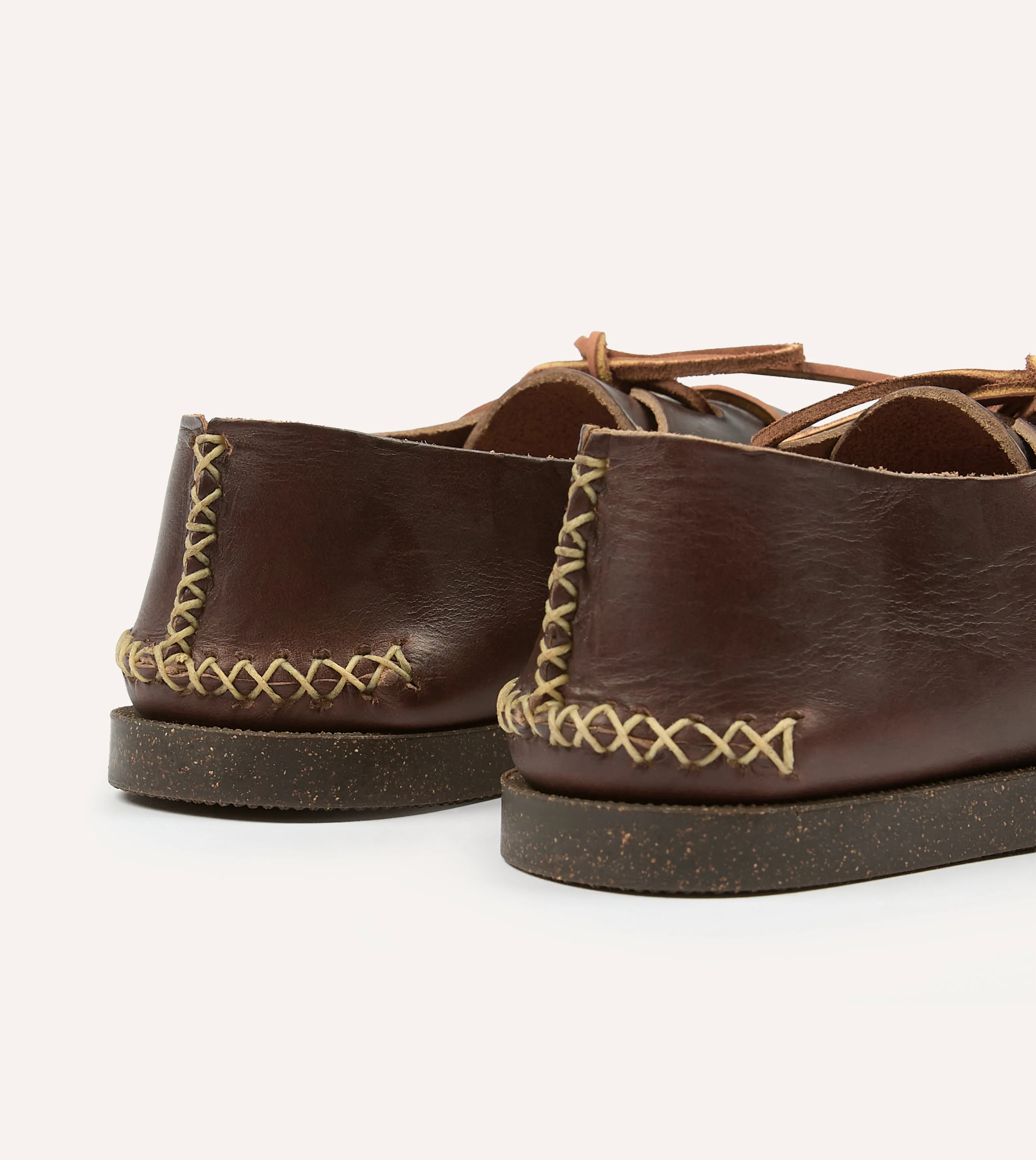 Yuketen Brown Two-Piece Oxford with Camp Sole Ice Guard