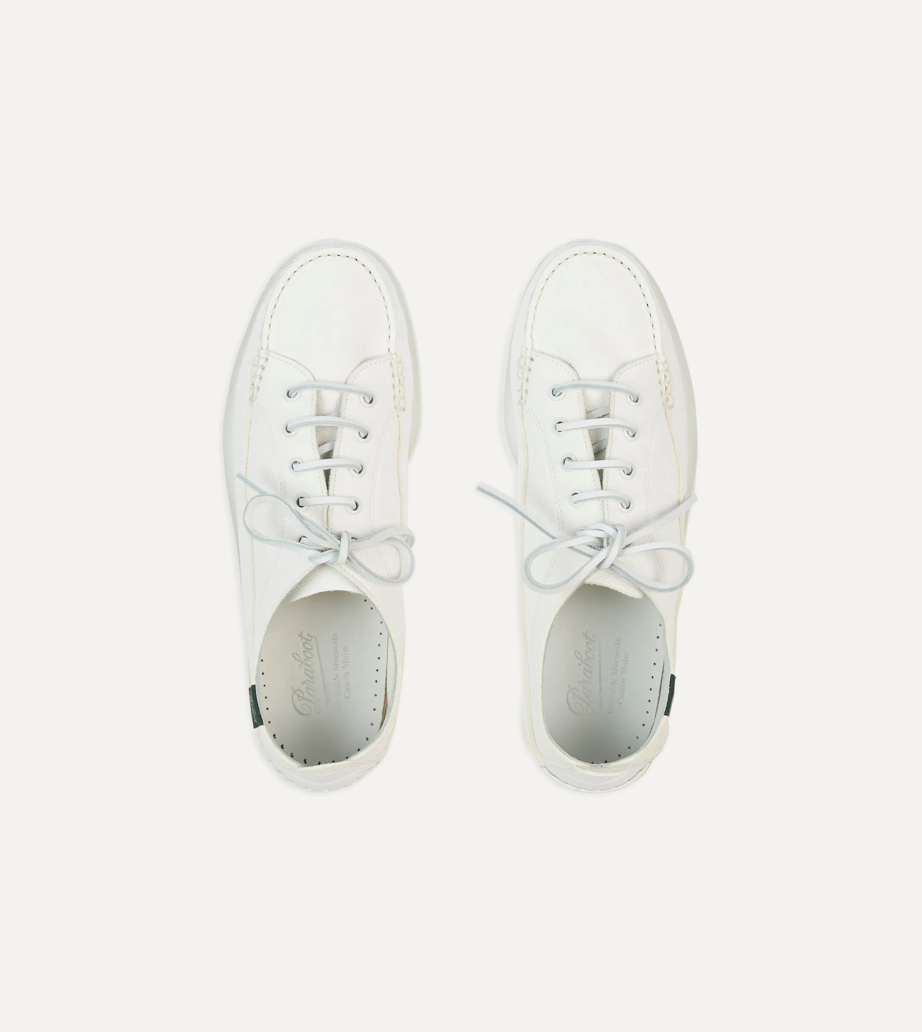 Paraboot Malibu Blanc Deer Leather Boat Shoe Wide Path Weekend Casual