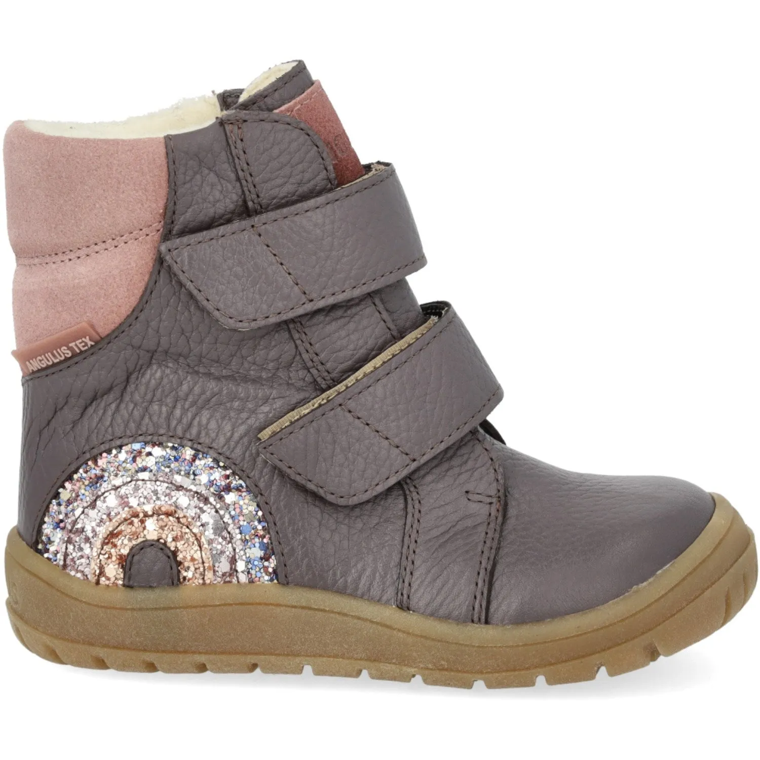 Outdoor Snow Trekking Angulus Lavender/Faded Rose TEX Boot with Sparkling Glitter Rainbow