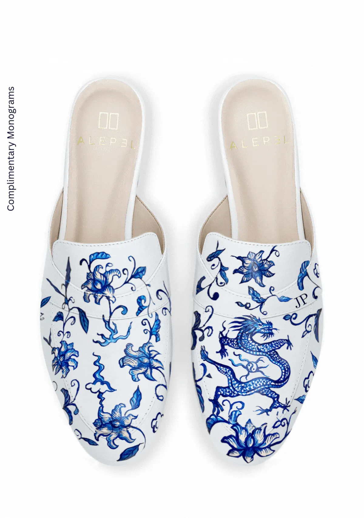 Stretchable Upper Blue Dragon White Mule