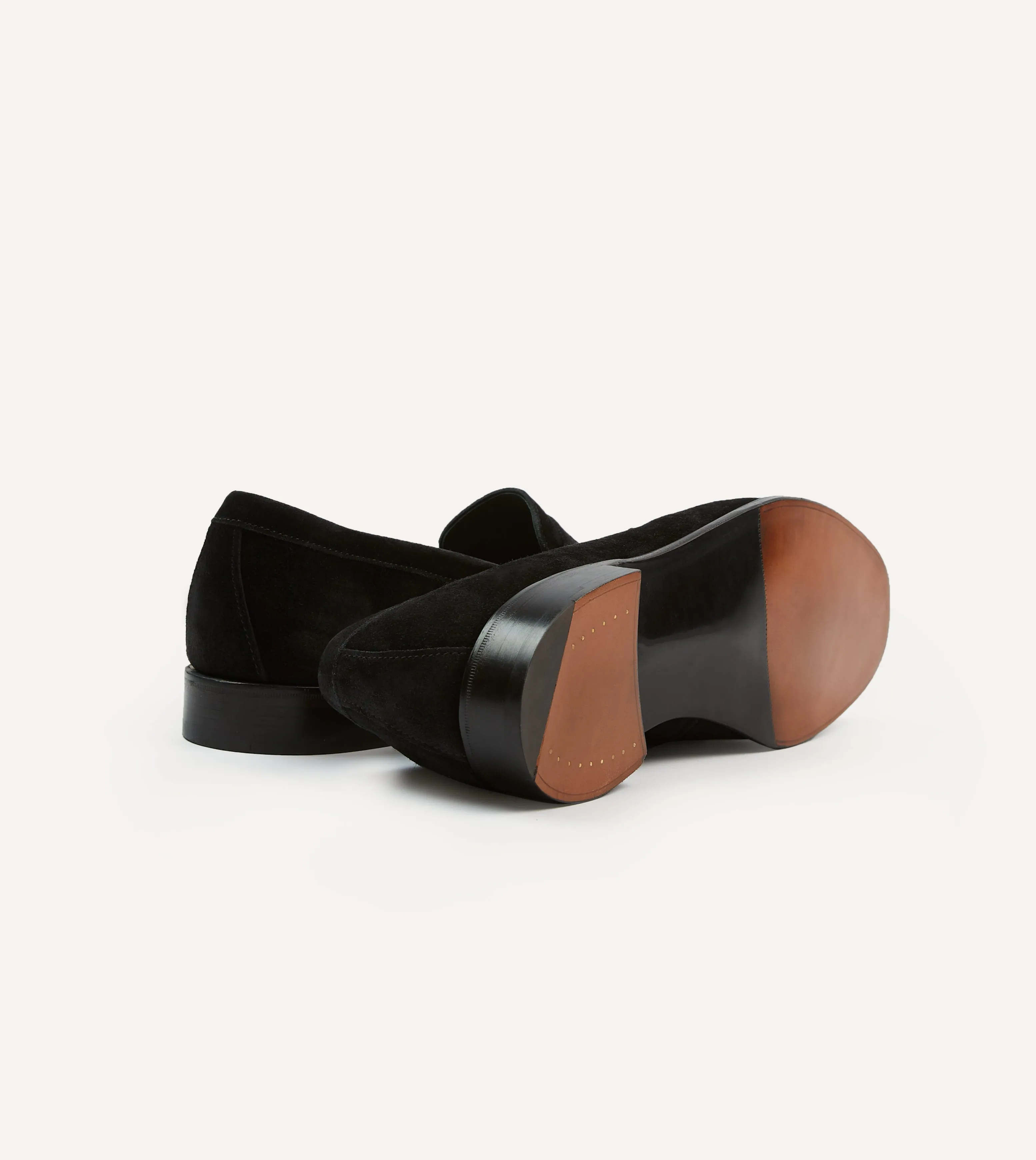 Soft Cushioning Drake's by A. Levine Black Suede Charles Mk II Goodyear Welted Penny Loafer