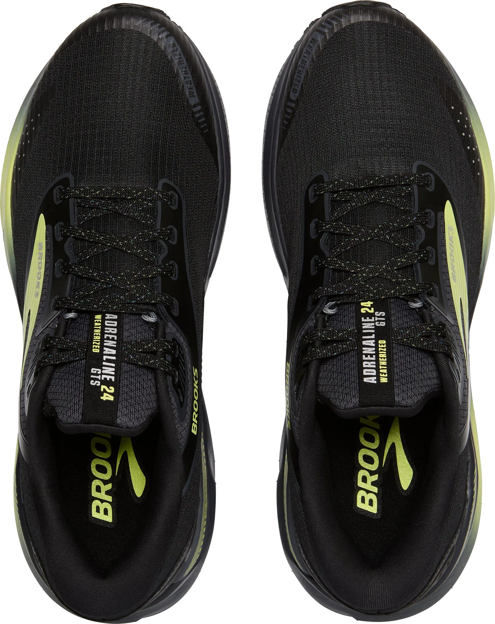 Brooks Adrenaline GTS 24 Weatherized Mens Running Shoes - Black Stretch Fabric Travel Light
