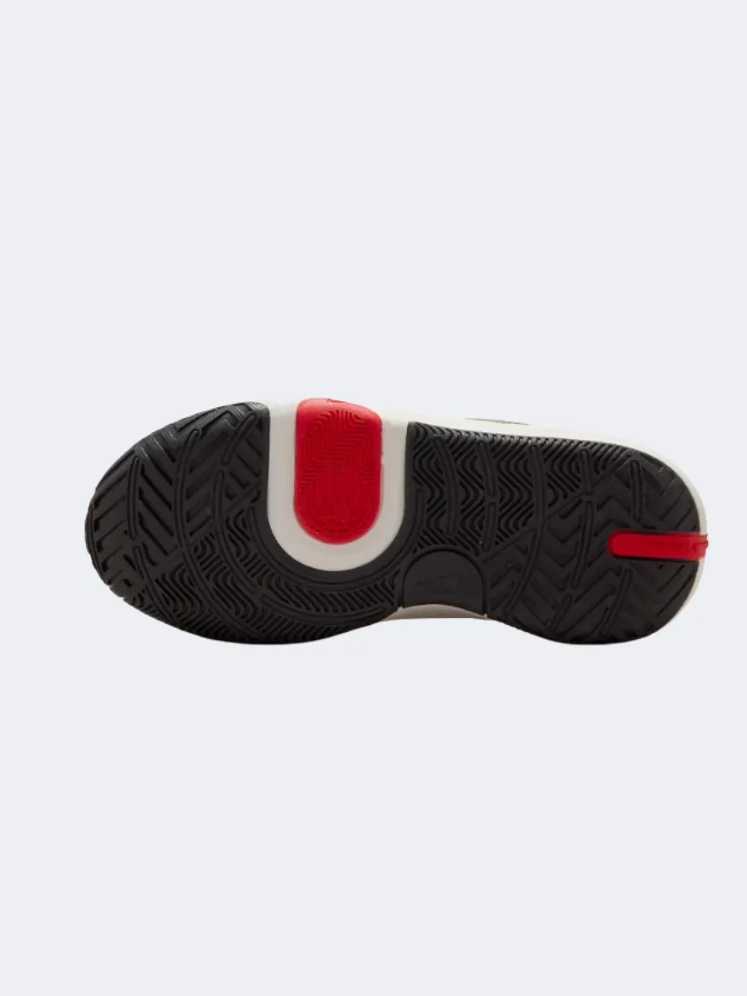 Woven Upper Durability Nike Team Hustle 11 Gs-Boys Basketball Shoes White/Gold/Red/Black