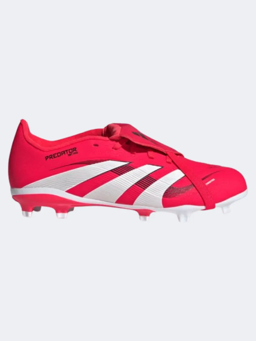 Impact Cushion Adidas Predator League Fold Over Tongue Kids Football Shoes Red/White/Black