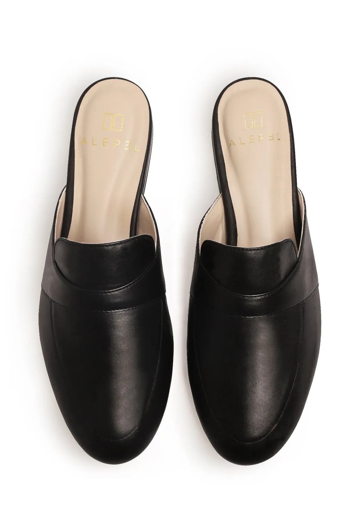 Black Mule Custom Design Knit Material Smooth Soles