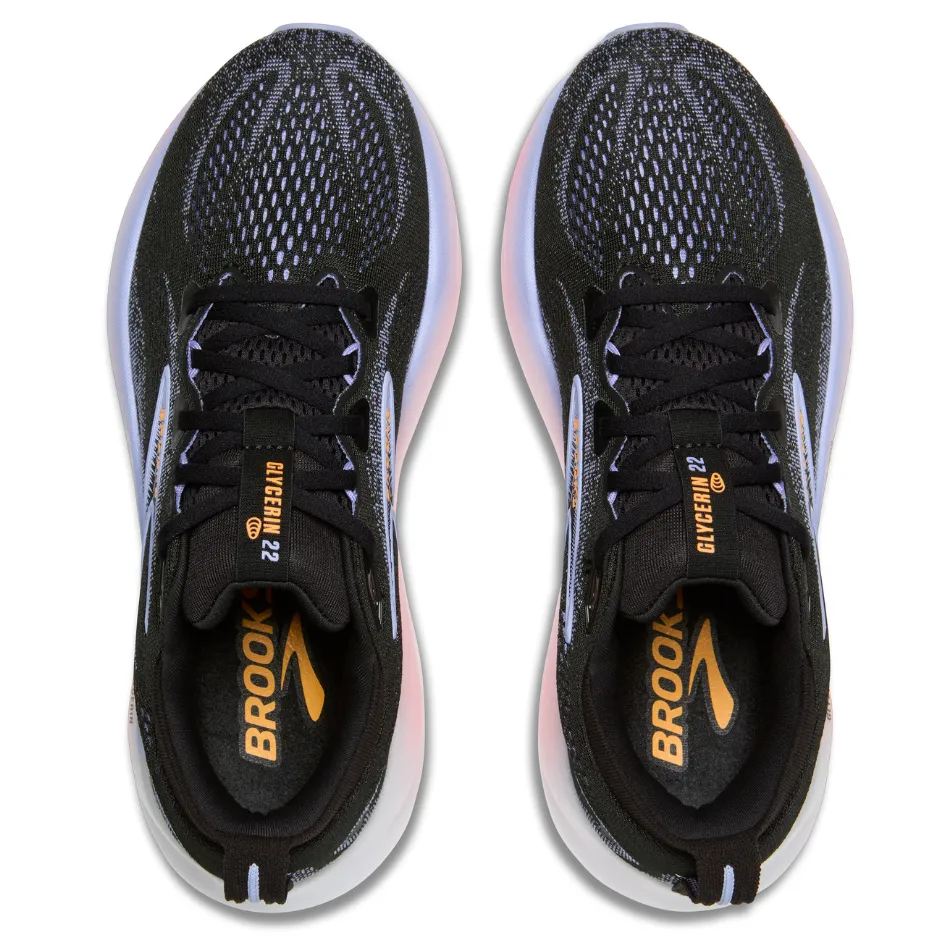 Brooks Women's Glycerin 22 Running Shoes in Black/Blue Heron/Orange AW25 customer - satisfaction Air Cushion