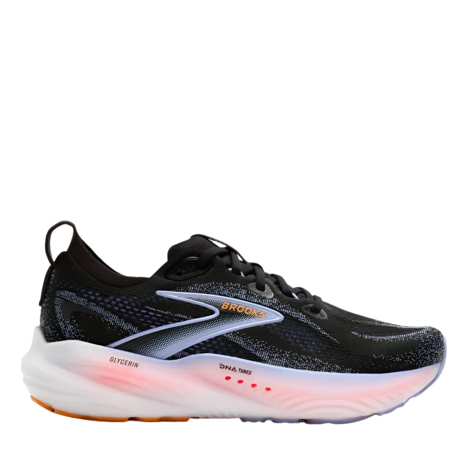 anti - fatigue shoe quality Brooks Women's Glycerin 22 Running Shoes in Black/Blue Heron/Orange AW25