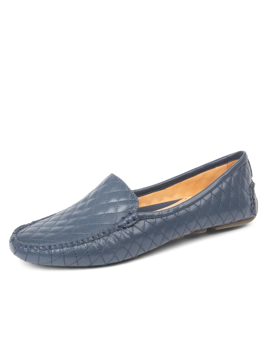 Jillian Quilted Driving Moccasin Field Power Fur Trim