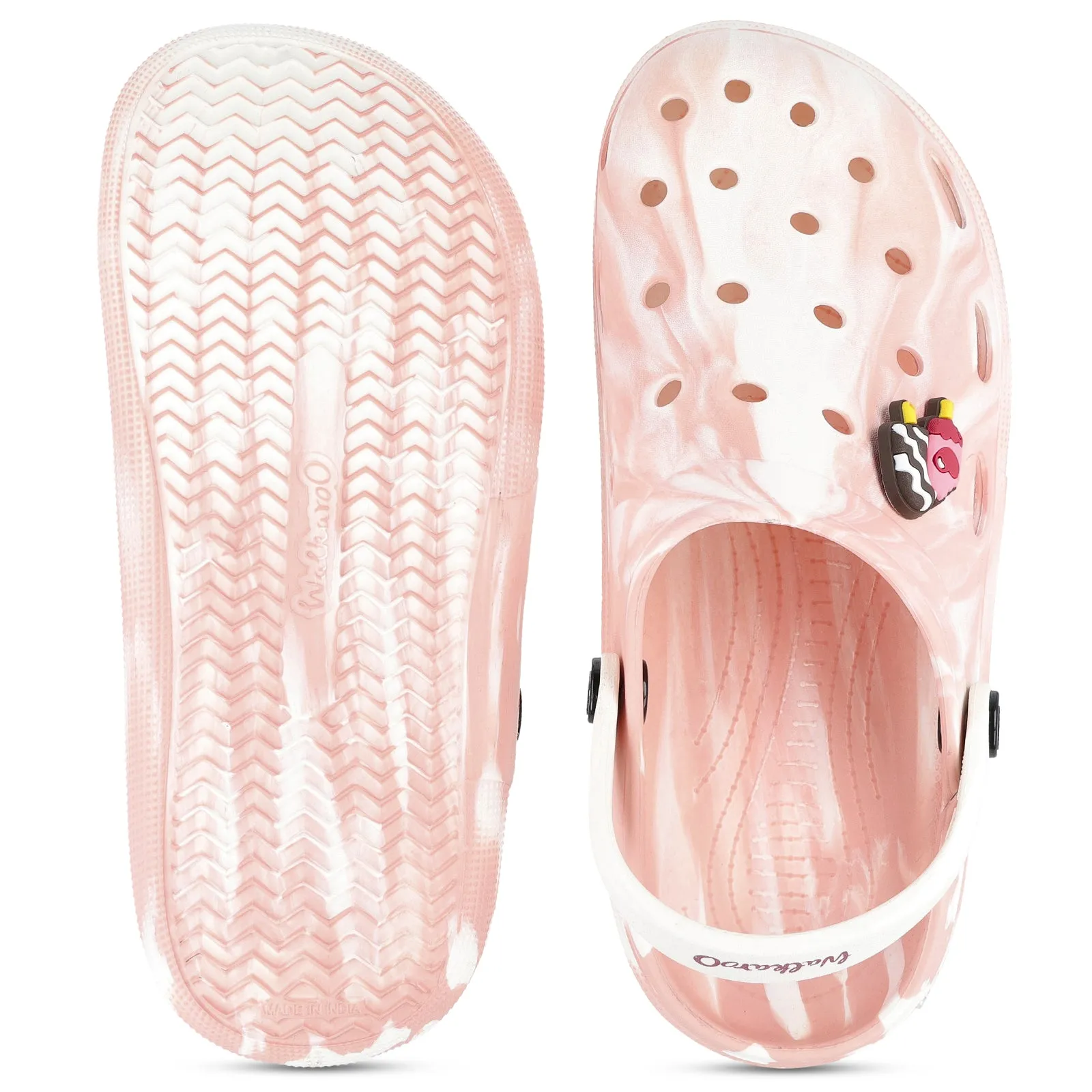 Women's Clogs  - WC8960 Peach White synthetic leather Tropical Glow