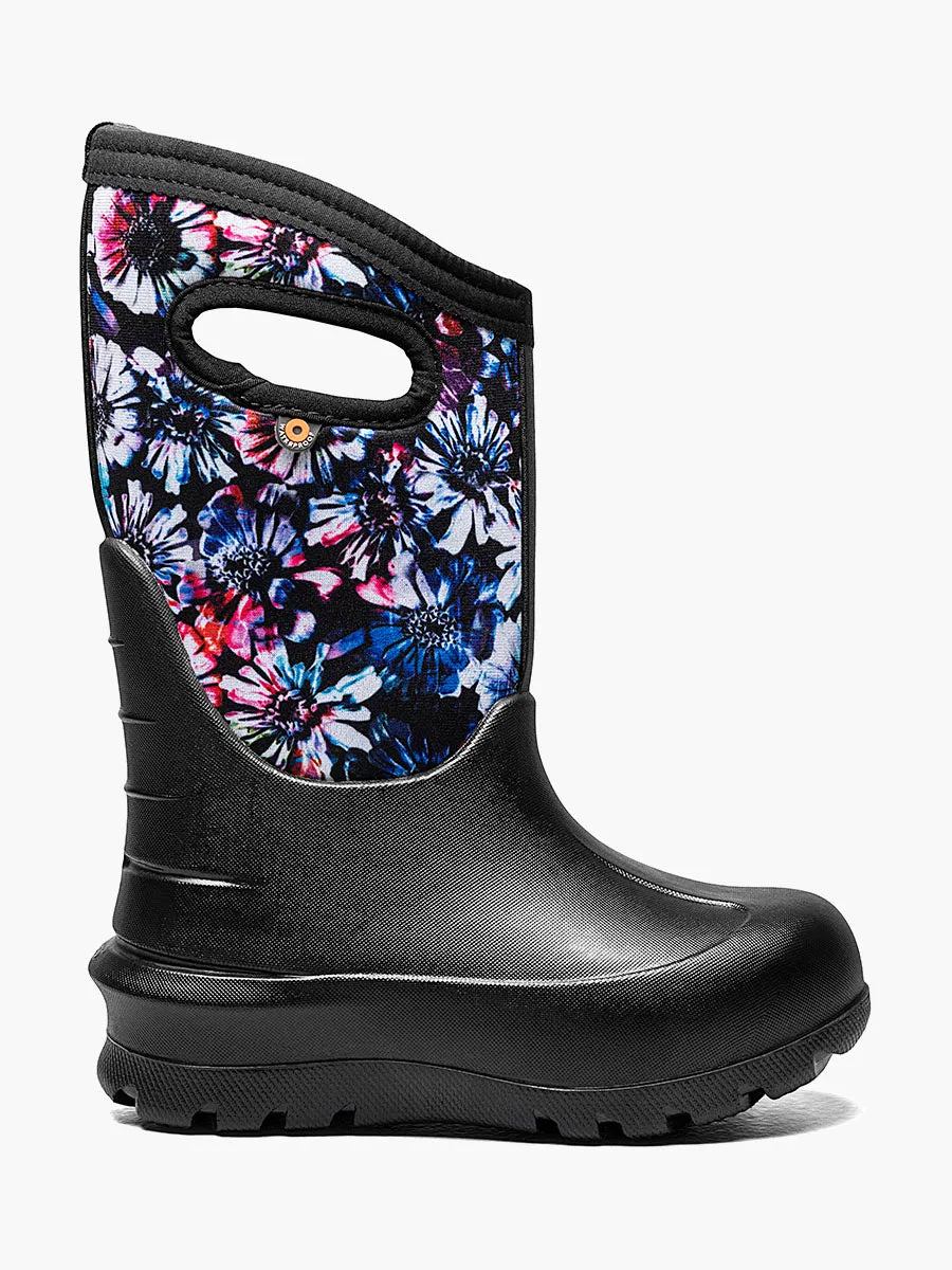 Snow Winter Trail Adventure Arctic Trekking BOGS Black Multi Real Flower Neo-Classic Boots