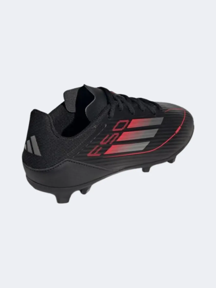 Adidas F 50 League FG MG Kids Football Shoes Black/Metalic/Red Match Fitness Breathable Comfort