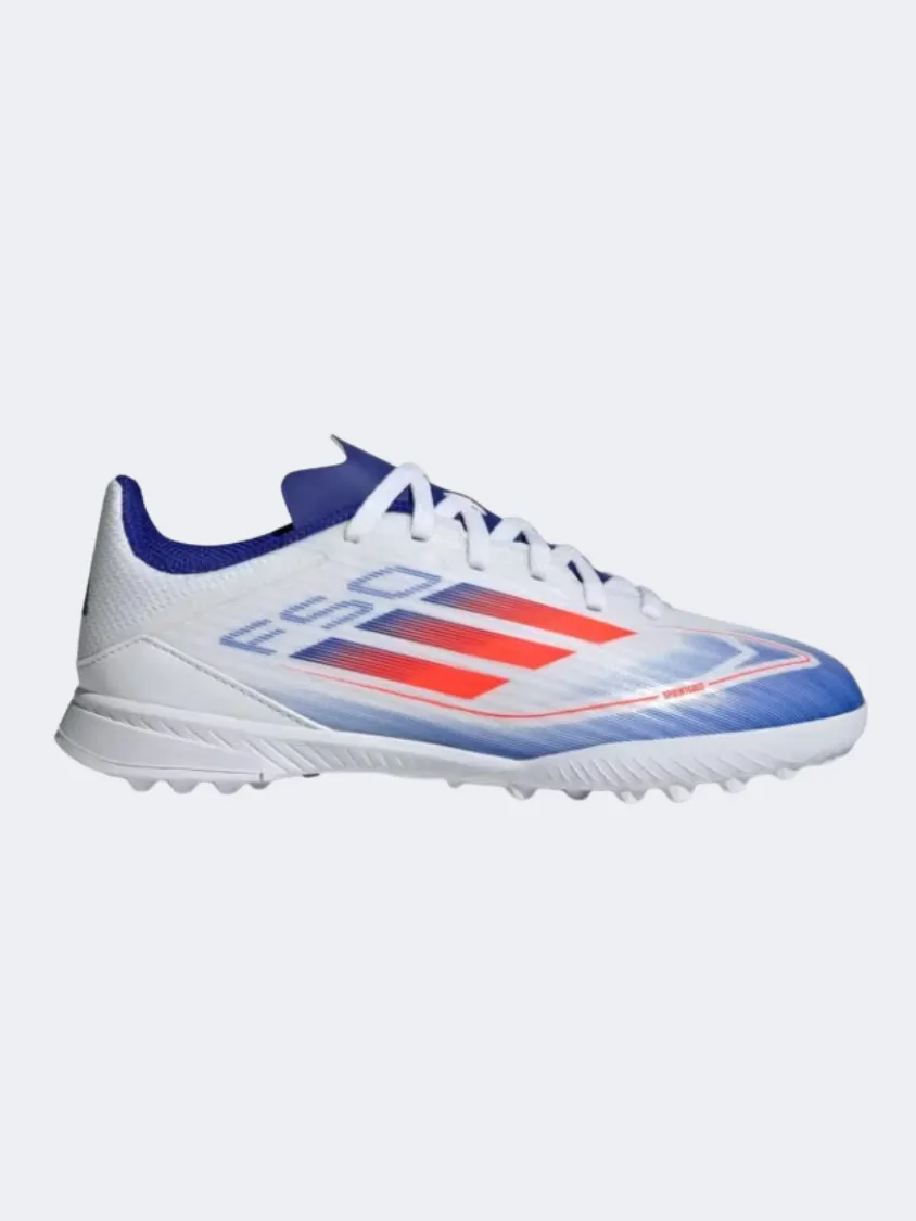 Adidas F50 League Tf Kids Turf Shoes White/Red/Blue Breathable Fit