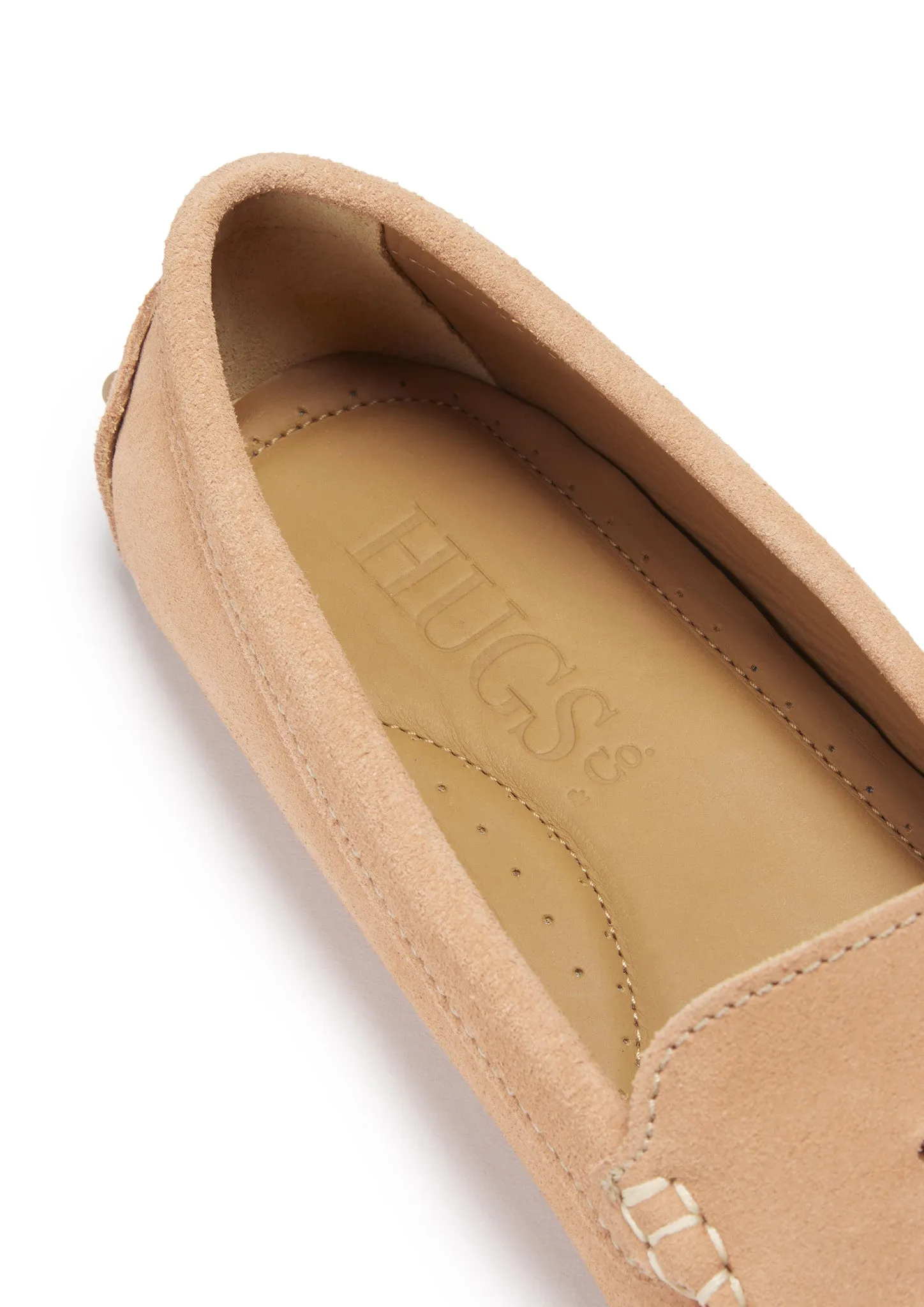 Women's Tasselled Driving Loafers, peach suede Street Firm Cushioned heel