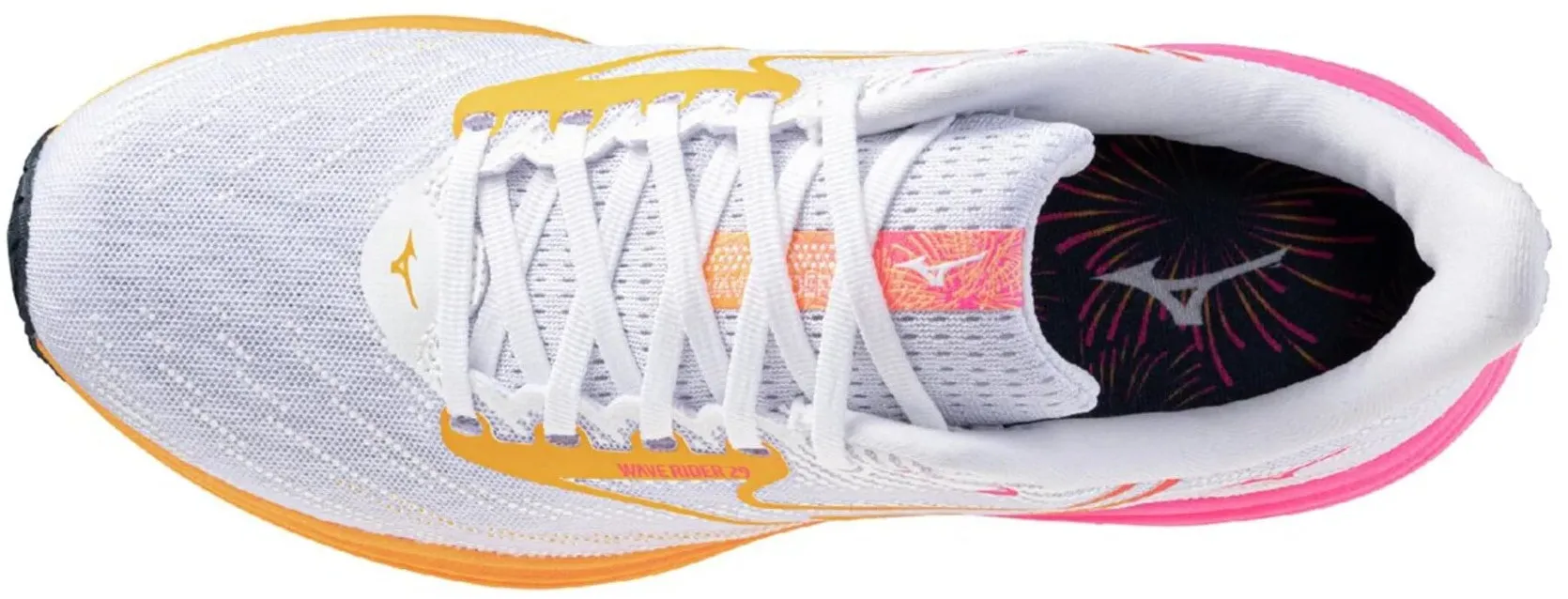 Stretch Fabric Travel Light Corner Style Mizuno Wave Rider 29 Running Shoes - White
