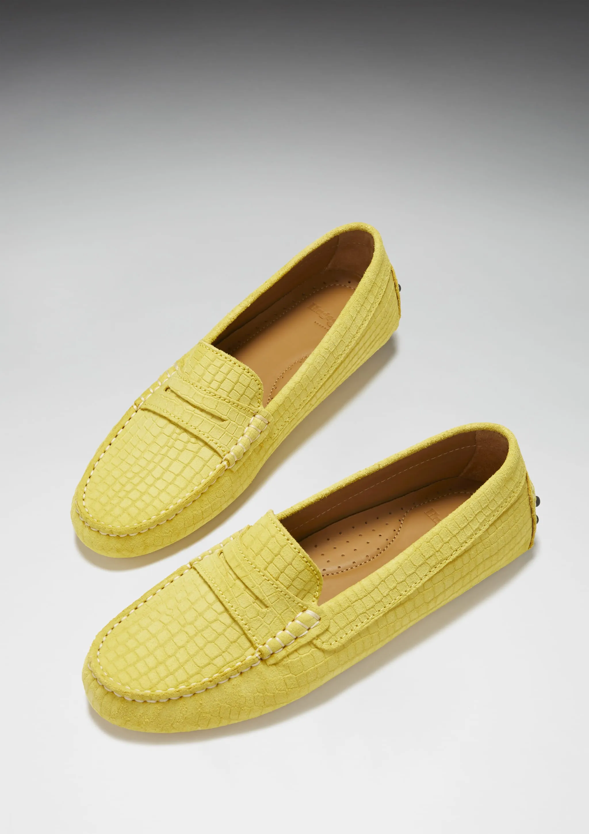 Sunrise Path Core Design Women's Penny Driving Loafers, yellow embossed suede