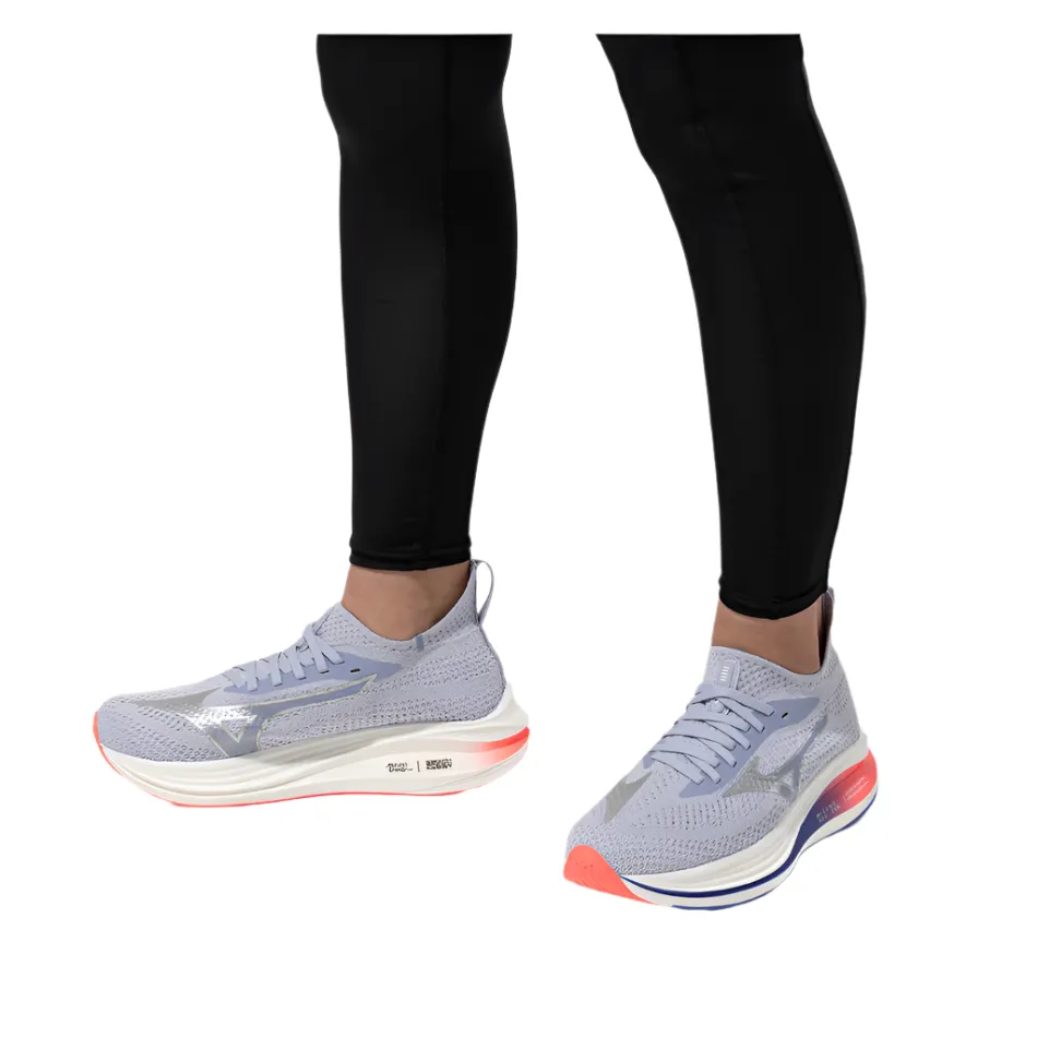 running in wet tracks shoes running in a concrete bridge area shoes Mizuno Women's Neo Zen Running Shoes in Icelandic Blue/Silver/Striking Coral AW25