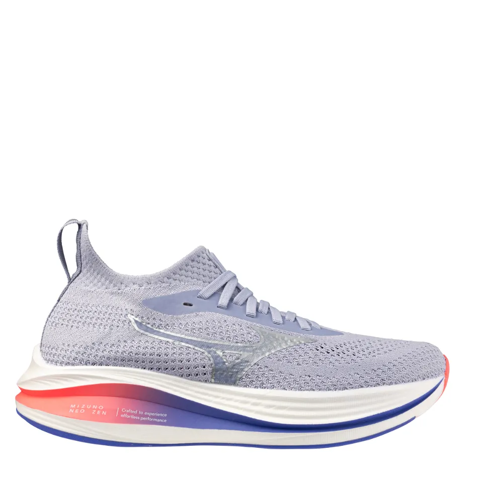 Mizuno Women's Neo Zen Running Shoes in Icelandic Blue/Silver/Striking Coral AW25 running in marathons shoes inauguration - themed running option