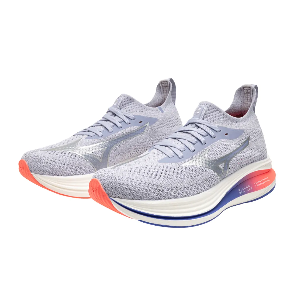 grass - field - runner Double - layer Mizuno Women's Neo Zen Running Shoes in Icelandic Blue/Silver/Striking Coral AW25