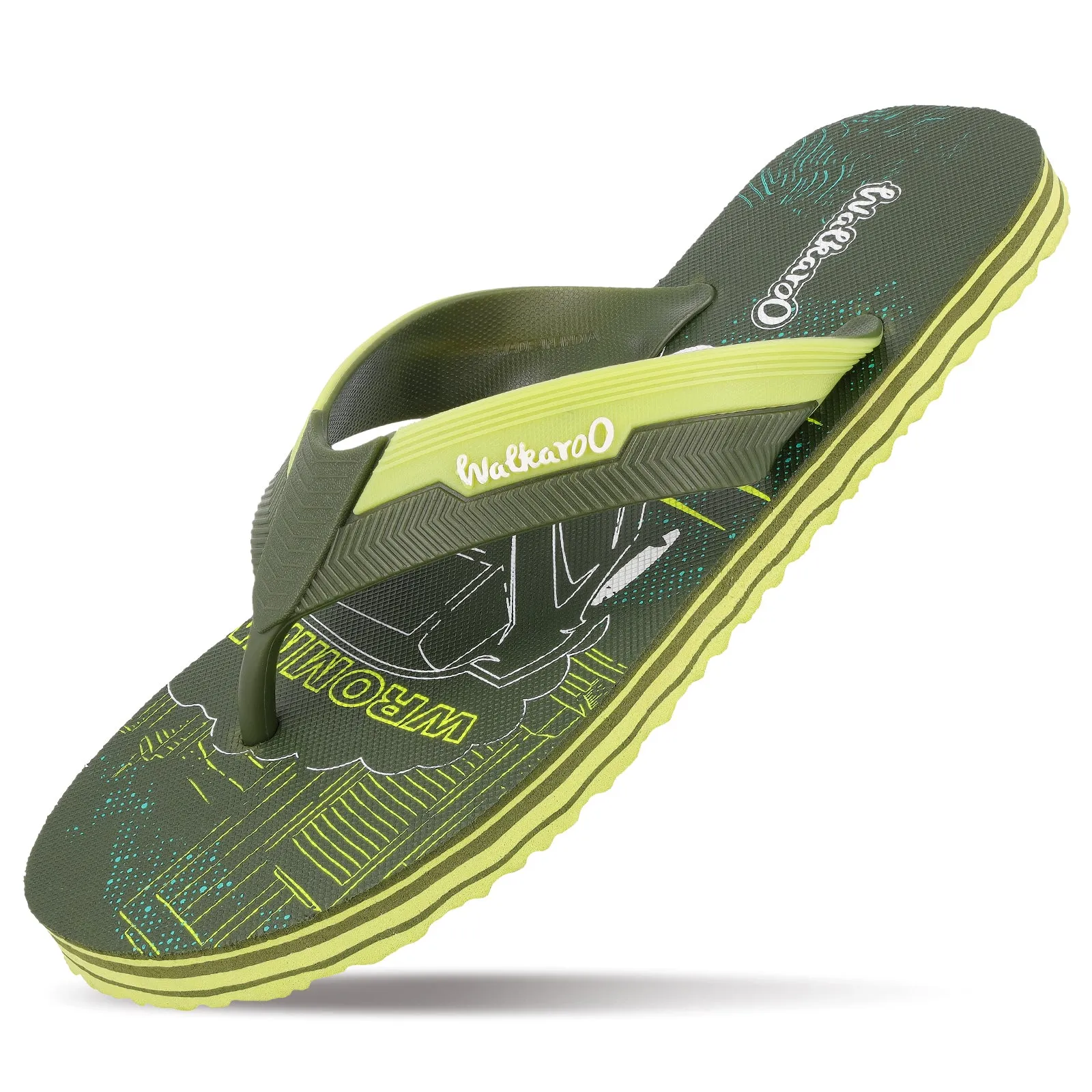 Coastal Comfort Men's Hawai Slippers - HG187 Olive Lemon