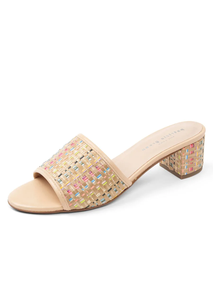 Harper Raffia Block Heel Sandal Park Jog Flat footbed