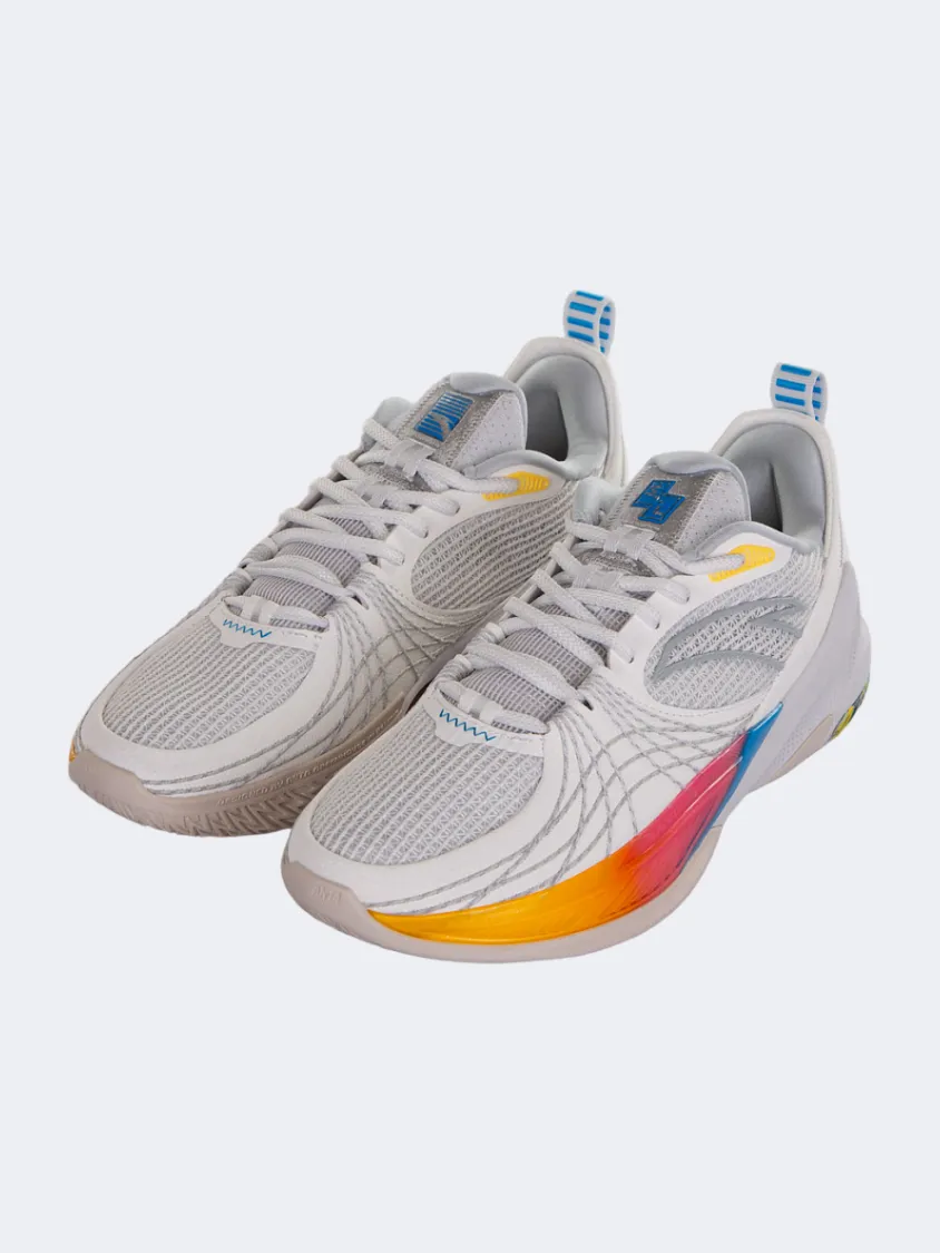 Breathable Upper Soft Touch Anta Speed 6 Men Basketball Shoes White/Grey/Silver