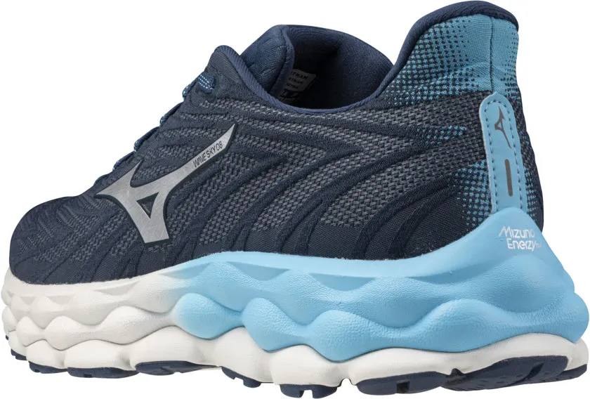 Sturdy Build Ocean Edge Mizuno Wave Sky 8 Mens Running Shoes - Blue