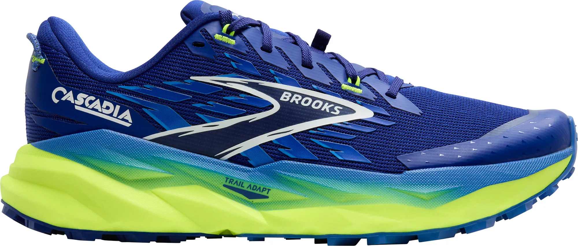 Brooks Cascadia 19 WIDE FIT Mens Trail Running Shoes - Blue Sweat Resistant Frequent Travelers Short Trip