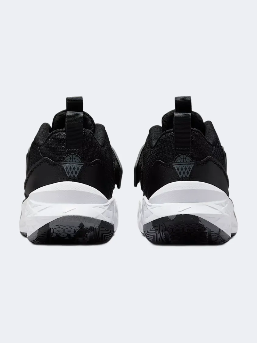 Nike Team Hustle 12 Gs-Unisex Basketball Shoes Black/Anthracite Reactive Traction Pattern Reinforced Seams
